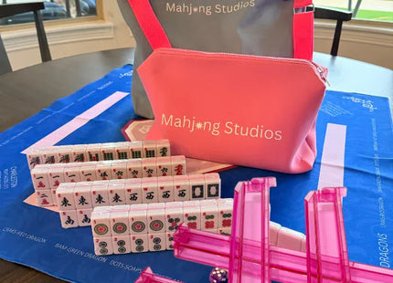 Gamers Guild AZ Mahjong Studios American Mahjong Set (166 Tiles) - 2-Color Pink, All in One Bundle Faire