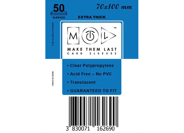 Gamers Guild AZ Make Them Last TBAN 70x100 mm 50pcs Thick Board Games & Card Sleeves Make Them Last