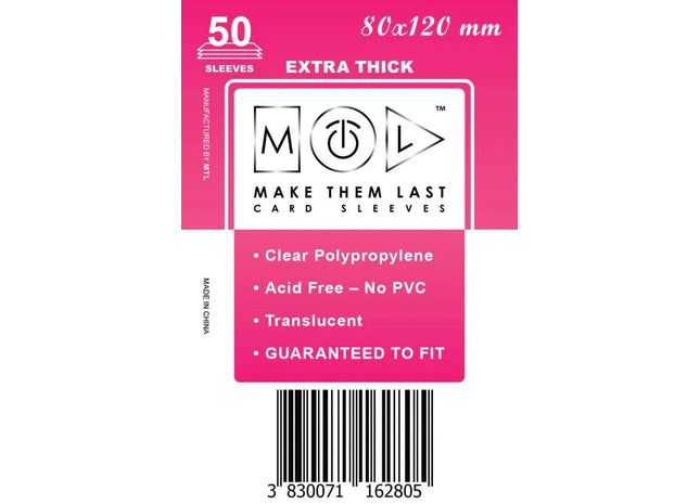 Gamers Guild AZ Make Them Last TBEU 80x120 mm 50pcs Thick Board Games & Card Sleeves Make Them Last