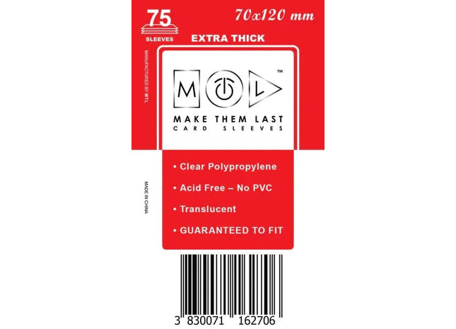 Gamers Guild AZ Make Them Last TBST 70x120 mm 75pcs Thick Board Games & Card Sleeves Make Them Last