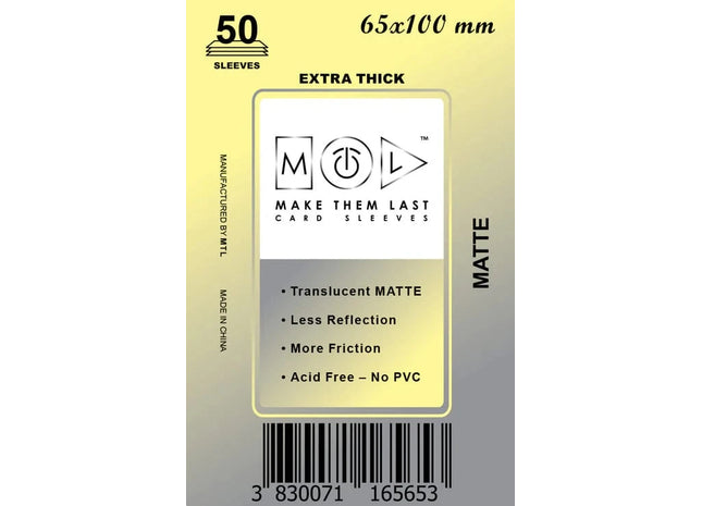 Gamers Guild AZ Make Them Last TBUSM 65x100 mm 50pcs Thick Matte Board Games & Card Sleeves Make Them Last