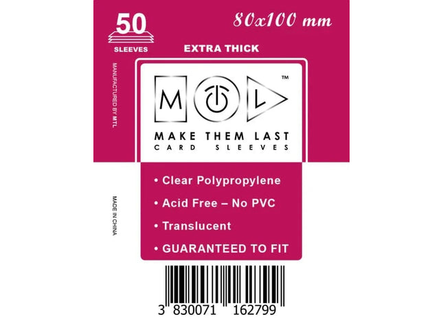 Gamers Guild AZ Make Them Last TBVM 80x100 mm 50pcs Thick Board Games & Card Sleeves Make Them Last