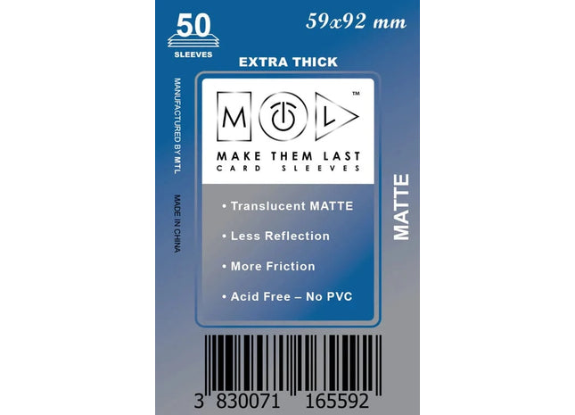 Gamers Guild AZ Make Them Last TEURM 59x92 mm 50pcs Thick Matte Board Games & Card Sleeves Make Them Last
