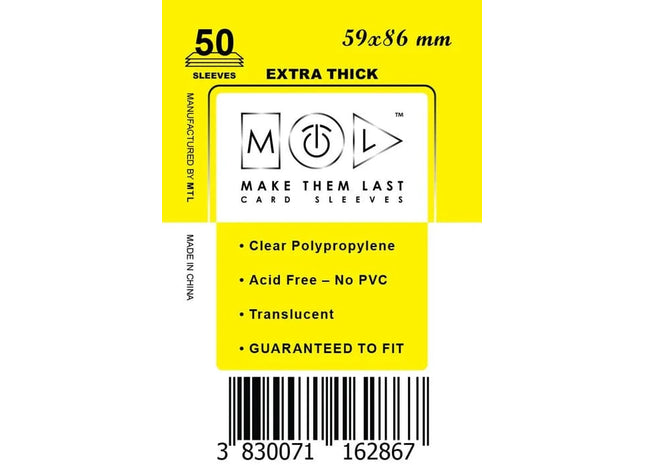 Gamers Guild AZ Make Them Last TJPS 59x86 mm 50pcs Thick Board Games & Card Sleeves Make Them Last