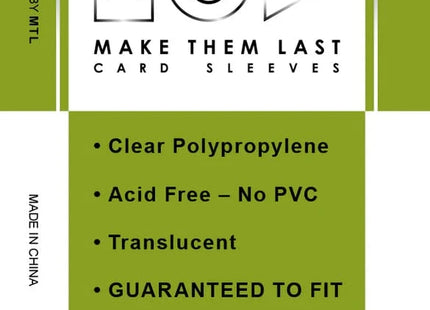 Gamers Guild AZ Make Them Last TKMC 57.5x100 mm 50pcs Thick Board Games & Card Sleeves Make Them Last