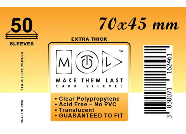 Gamers Guild AZ Make Them Last TMDW 70x45 mm 50pcs Thick Board Games & Card Sleeves Make Them Last