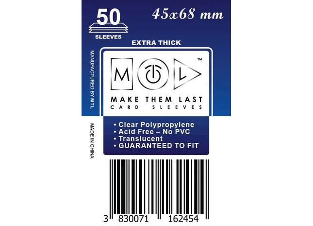 Gamers Guild AZ Make Them Last TMEU 45x68 mm 50pcs Thick Board Games & Card Sleeves Make Them Last