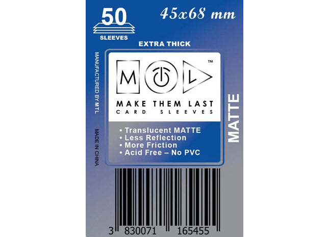 Gamers Guild AZ Make Them Last TMEUM 45x68 mm 50pcs Thick Matte Board Games & Card Sleeves Make Them Last