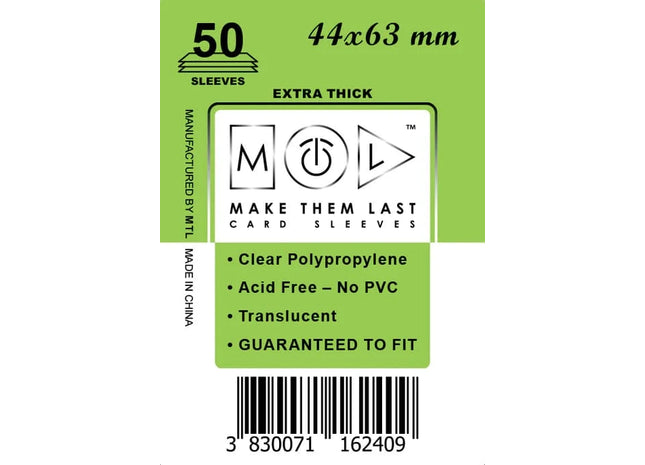 Gamers Guild AZ Make Them Last TMEV 44x63 mm 50pcs Thick Board Games & Card Sleeves Make Them Last