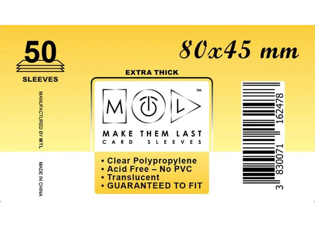 Gamers Guild AZ Make Them Last TMMA 80x45 mm 50pcs Thick Board Games & Card Sleeves Make Them Last