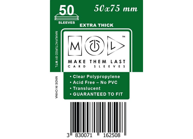 Gamers Guild AZ Make Them Last TMPL 50x75 mm 50pcs Thick Board Games & Card Sleeves Make Them Last