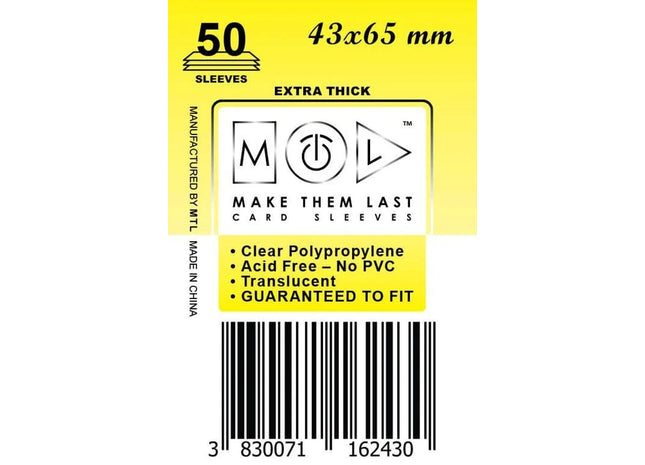 Gamers Guild AZ Make Them Last TMST 43x65 mm 50pcs Thick Board Games & Card Sleeves Make Them Last