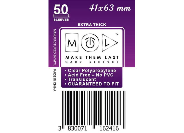 Gamers Guild AZ Make Them Last TMUS 41x63 mm 50pcs Thick Board Games & Card Sleeves Make Them Last