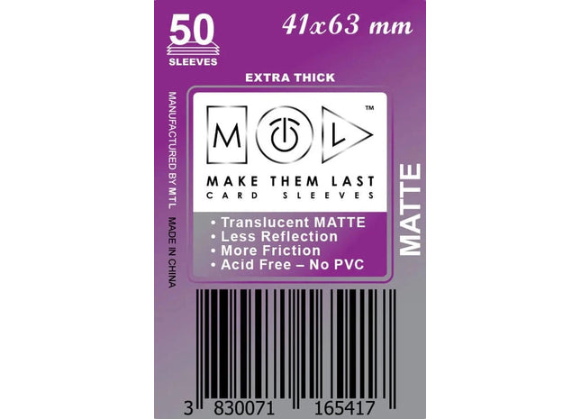 Gamers Guild AZ Make Them Last TMUSM 41x63 mm 50pcs Thick Matte Board Games & Card Sleeves Make Them Last