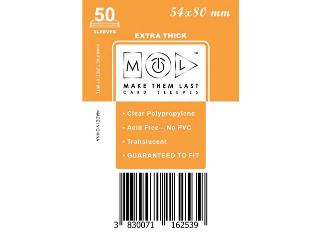 Gamers Guild AZ Make Them Last TNDV 54x80 mm 50pcs Thick Board Games & Card Sleeves Make Them Last