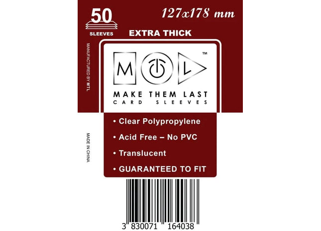 Gamers Guild AZ Make Them Last TOSAH 127x178 mm 50pcs Thick Board Games & Card Sleeves Make Them Last