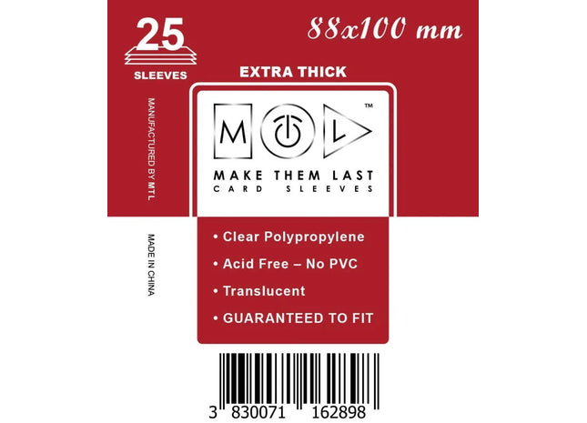 Gamers Guild AZ Make Them Last TOSCD 88x100 mm 25pcs Thick Board Games & Card Sleeves Make Them Last