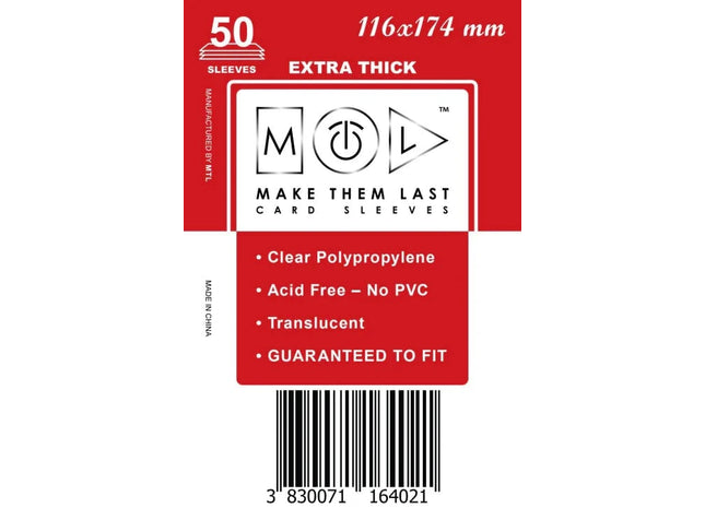 Gamers Guild AZ Make Them Last TOSCE 116x174 mm 50pcs Thick Board Games & Card Sleeves Make Them Last