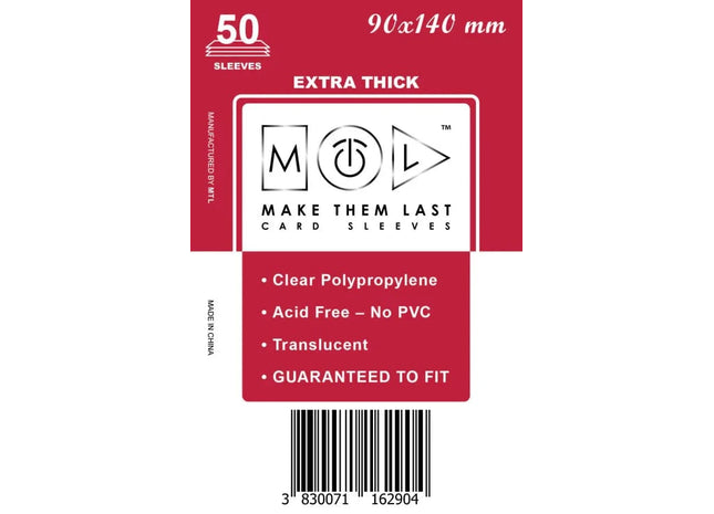 Gamers Guild AZ Make Them Last TOSDS 90x140 mm 50pcs Thick Board Games & Card Sleeves Make Them Last