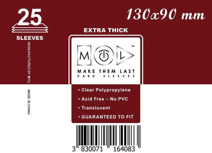 Gamers Guild AZ Make Them Last TOSEN 130x90 mm 25pcs Thick Board Games & Card Sleeves Make Them Last