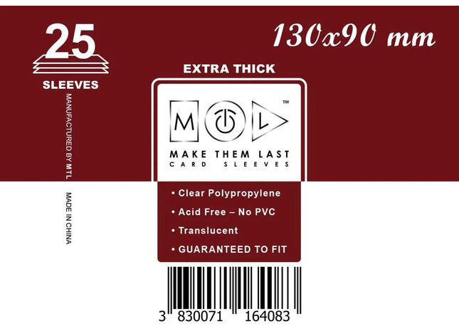 Gamers Guild AZ Make Them Last TOSEN 130x90 mm 25pcs Thick Board Games & Card Sleeves Make Them Last