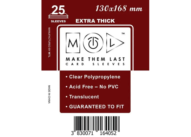 Gamers Guild AZ Make Them Last TOSHB 130x168 mm 25pcs Thick Board Games & Card Sleeves Make Them Last