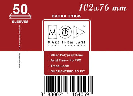 Gamers Guild AZ Make Them Last TOSHP 102x76 mm 50pcs Thick Board Games & Card Sleeves Make Them Last