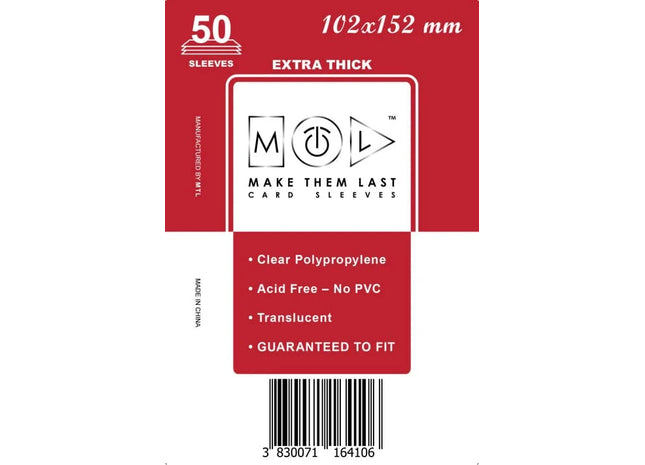 Gamers Guild AZ Make Them Last TOSKB 102x152 mm 50pcs Thick Board Games & Card Sleeves Make Them Last