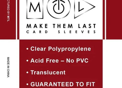 Gamers Guild AZ Make Them Last TOSRB 88x127 mm 50pcs Thick Board Games & Card Sleeves Make Them Last