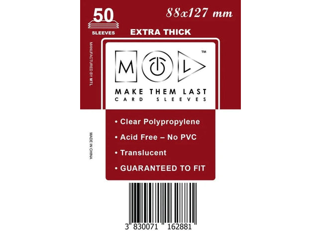 Gamers Guild AZ Make Them Last TOSRB 88x127 mm 50pcs Thick Board Games & Card Sleeves Make Them Last