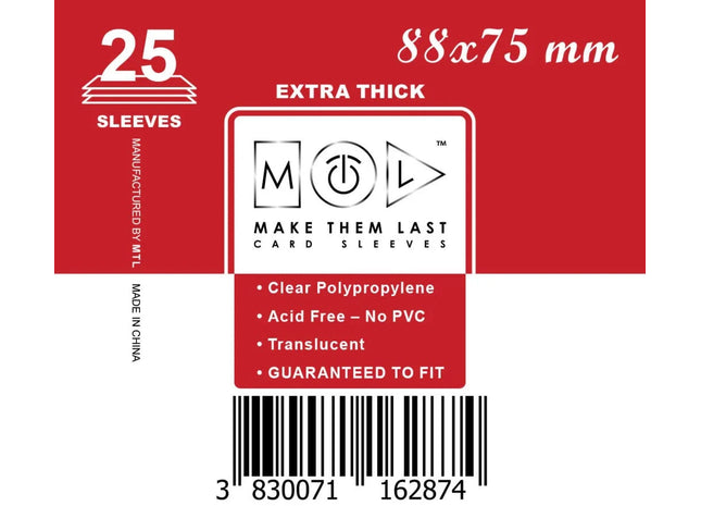 Gamers Guild AZ Make Them Last TOSZB 88x75 mm 25pcs Thick Board Games & Card Sleeves Make Them Last