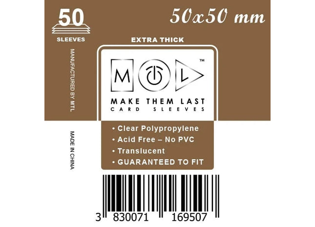 Gamers Guild AZ Make Them Last TS50 50x50 mm 50pcs Thick Board Games & Card Sleeves Make Them Last