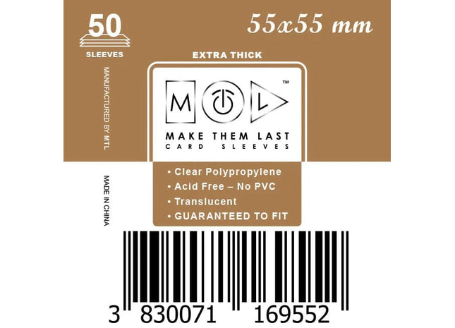 Gamers Guild AZ Make Them Last TS55 55x55 mm 50pcs Thick Board Games & Card Sleeves Make Them Last