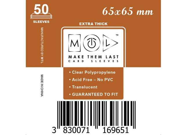 Gamers Guild AZ Make Them Last TS65 65x65 mm 50pcs Thick Board Games & Card Sleeves Make Them Last