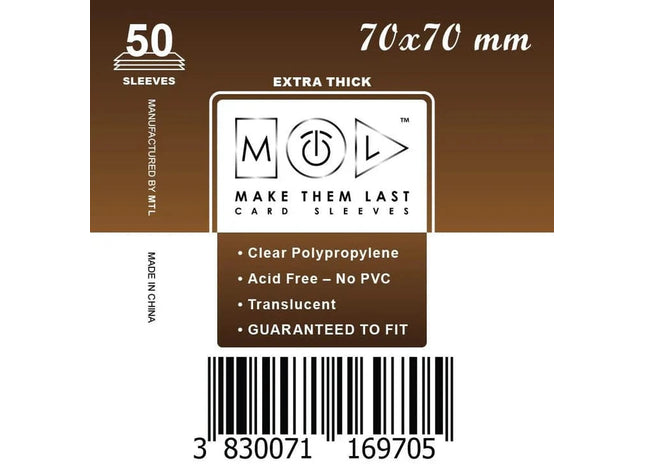 Gamers Guild AZ Make Them Last TS70 70x70 mm 50pcs Thick Board Games & Card Sleeves Make Them Last