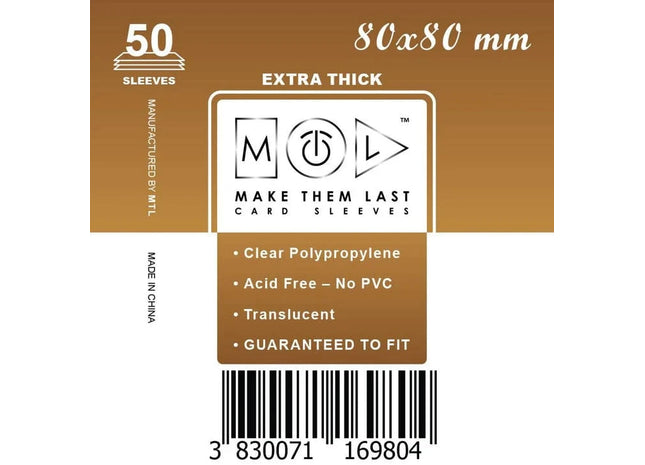 Gamers Guild AZ Make Them Last TS80 80x80 mm 50pcs Thick Board Games & Card Sleeves Make Them Last