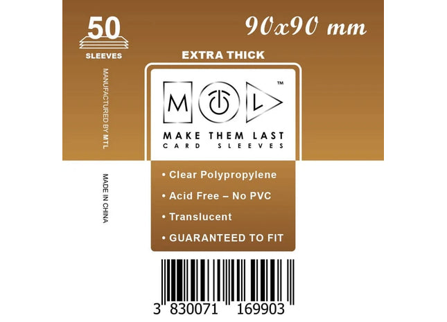 Gamers Guild AZ Make Them Last TS90 90x90 mm 50pcs Thick Board Games & Card Sleeves Make Them Last