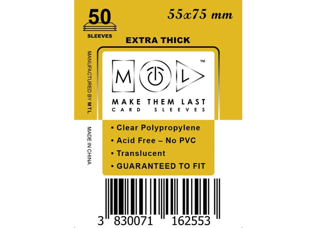 Gamers Guild AZ Make Them Last TSWH 55x75 mm 50pcs Thick Board Games & Card Sleeves Make Them Last