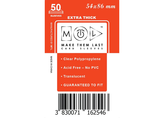 Gamers Guild AZ Make Them Last TSWK 54x86 mm 50pcs Thick Board Games & Card Sleeves Make Them Last