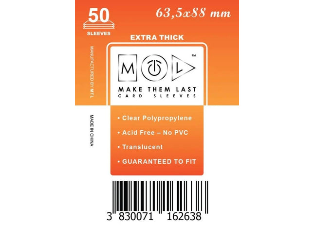 Gamers Guild AZ Make Them Last TTCG 63.5x88 mm 50pcs Thick Board Games & Card Sleeves Make Them Last