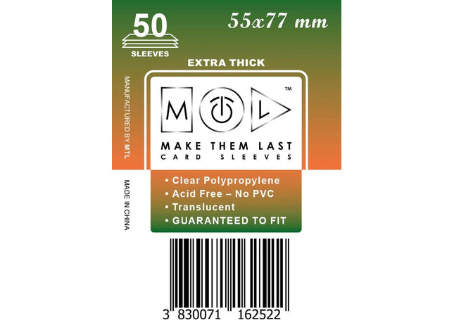 Gamers Guild AZ Make Them Last TTMD 55x77 mm 50pcs Thick Board Games & Card Sleeves Make Them Last