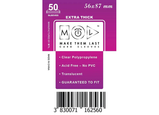 Gamers Guild AZ Make Them Last TUSA 56x87 mm 50pcs Thick Board Games & Card Sleeves Make Them Last