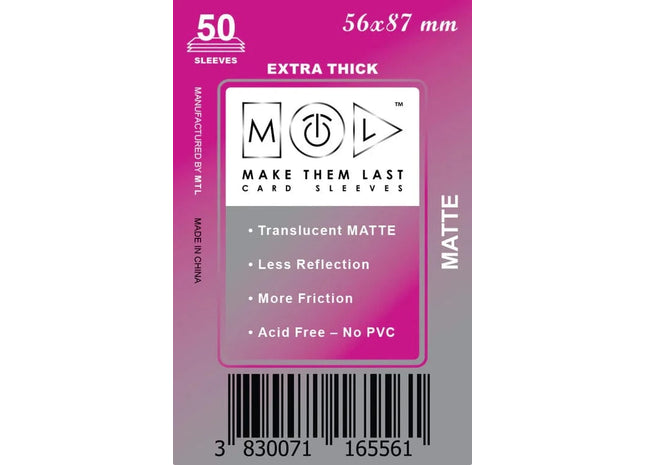 Gamers Guild AZ Make Them Last TUSAM 56x87 mm 50pcs Thick Matte Board Games & Card Sleeves Make Them Last