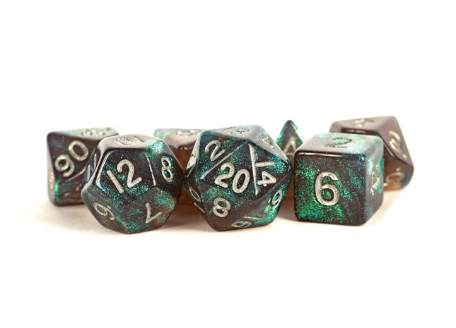 Gamers Guild AZ Metallic Dice Games 16mm Acrylic Polyhedral Dice Set: Stardust Gray w/ Silve Numbers - Black Friday AGD