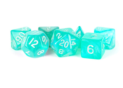 Gamers Guild AZ Metallic Dice Games 16mm Acrylic Polyhedral Dice Set: Stardust Turquoise Metallic Dice Games