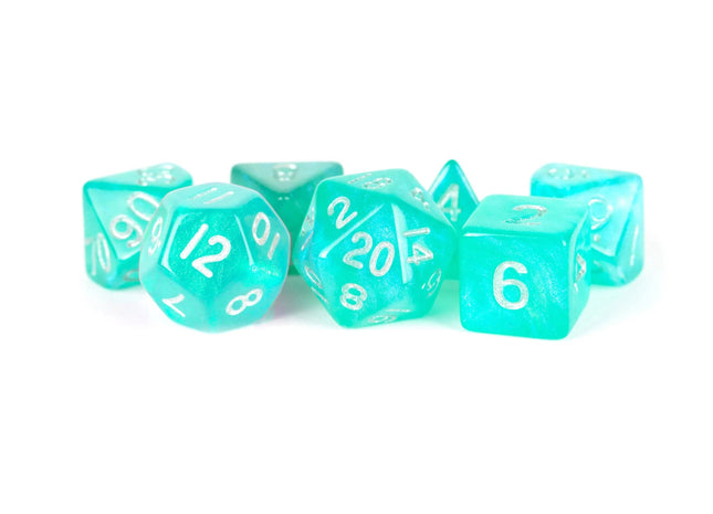 Gamers Guild AZ Metallic Dice Games 16mm Acrylic Polyhedral Dice Set: Stardust Turquoise Metallic Dice Games