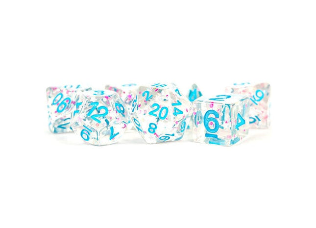 Gamers Guild AZ Metallic Dice Games 7-Die Set 16mm: Clear Confetti Metallic Dice Games