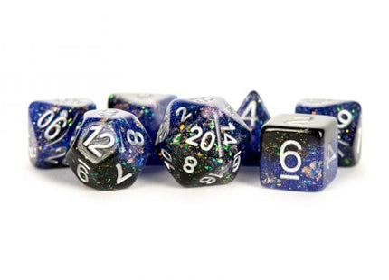 Gamers Guild AZ Metallic Dice Games 7-Die Set 16mm: Eternal - Blue/Black Metallic Dice Games