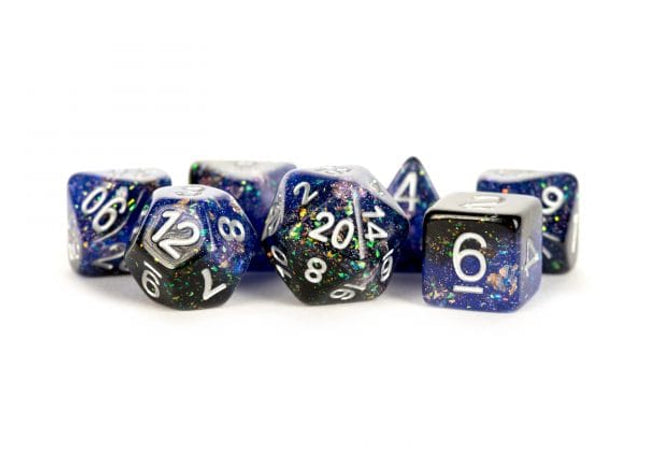 Gamers Guild AZ Metallic Dice Games 7-Die Set 16mm: Eternal - Blue/Black Metallic Dice Games