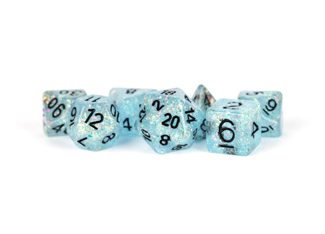 Gamers Guild AZ Metallic Dice Games 7-Die Set 16mm: Flash Dice - Blue Metallic Dice Games